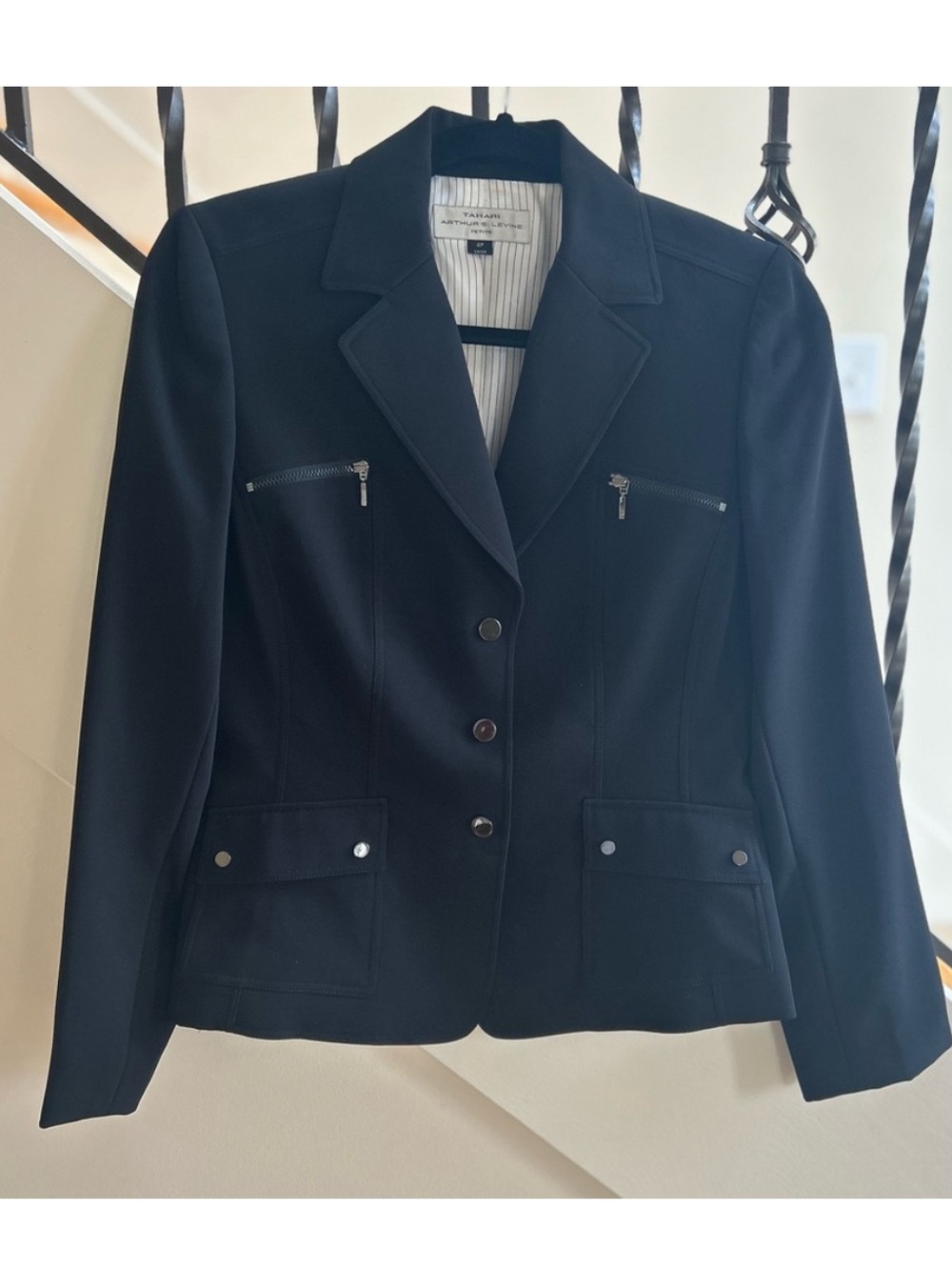 Black blazer with White Pinstripe Satin Lining